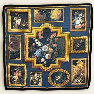 Vintage Paloma Picasso Silk 34” Square Scarf in “Flemish Flowers” print